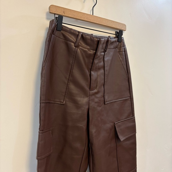 WAYF brown vegan leather Mischa cargo pant NWT - Picture 5 of 9